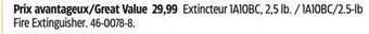 Canadian Tire Garrison 1a10bc/2.5-lb fire extinguisher offer