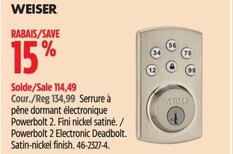 Canadian Tire Weiser powerbolt 2 electronic deadbolt offer