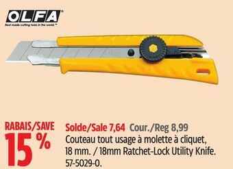 Canadian Tire Olfa 18mm ratchet-lock utility knife offer