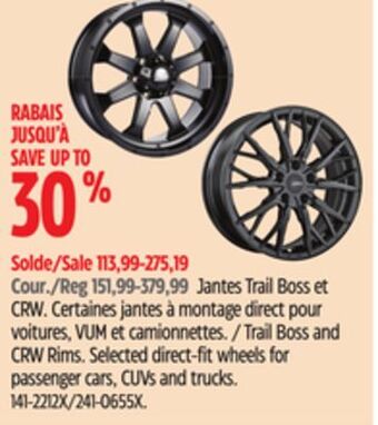 Canadian Tire Trail boss and crw rims offer