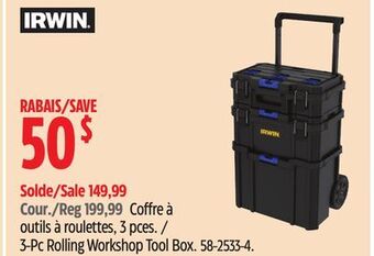 Canadian Tire Irwin 3-pc rolling workshop tool box offer