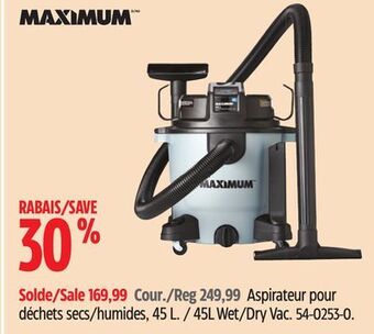 Canadian Tire Maximum 45l wet/dry vac offer