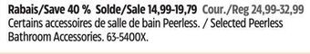 Canadian Tire Selected peerless bathroom accessories offer