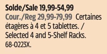 Canadian Tire Certified selected 4 and 5-shelf racks offer