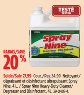 Canadian Tire Spray nine heavy-duty cleaner/degreaser and disinfectant, 4l offer