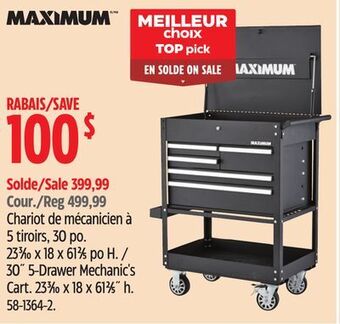 Canadian Tire Maximum 30 5-drawer mechanic's cart offer
