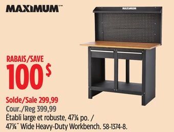 Canadian Tire Maximum 47 1⁄4 wide heavy-duty workbench offer