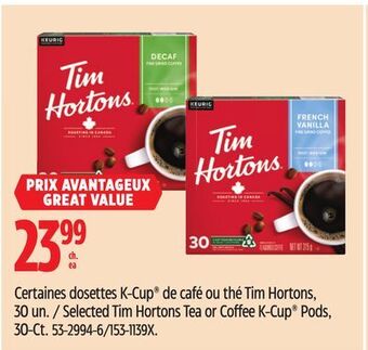 Canadian Tire Selected tim hortons tea or coffee k-cup pods offer