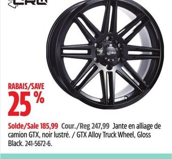 Canadian Tire Crw gtx alloy truck wheel, gloss black offer