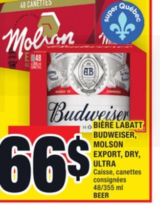 Super C Bière labatt budweiser, molson export, dry, ultra | beer offer