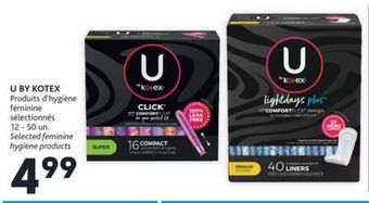 Brunet U by kotex produits d'hygiène féminine sélectionnés offer