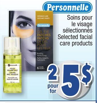 Jean Coutu Personnelle selected facial care products offer