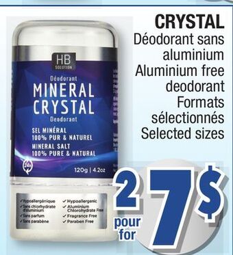 Jean Coutu Crystal aluminium free deodorant offer