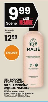 Rachelle-Bery Grocery Malté natural unisex body wash, conditioner or shampoo offer