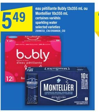 Maxi Eau pétillante bubly 12x355 ml ou montellier 10x355 ml offer