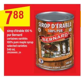 Maxi Sirop d'érable 100 % pur bernard offer