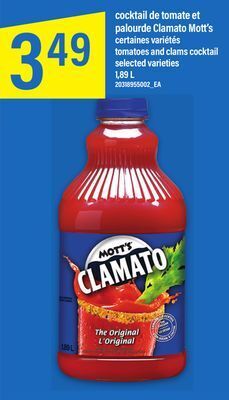 Maxi Cocktail de tomate et palourde clamato mott's, 1,89 l offer