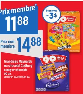 Maxi Friandises maynards ou chocolat cadbury, 90 un offer