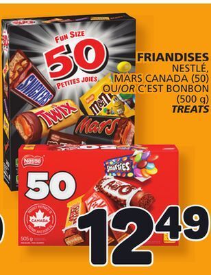 Marché Bonichoix Nestlé, mars canada (50) or c'est bonbon (500 g) treats offer