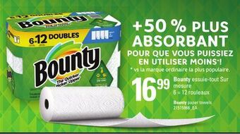 Provigo Bounty essuie-tout sur mesure, 6 = 12 rouleaux offer