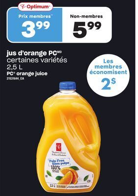 Provigo Jus d'orange pc, 2,5 l offer