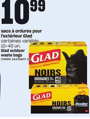 Provigo Sacs à ordures pour l'extérieur glad, 10-40 un offer