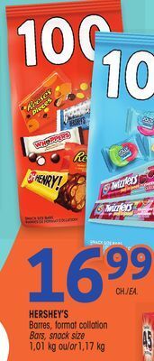 Uniprix Hershey's barres, format collation bars, snack size offer