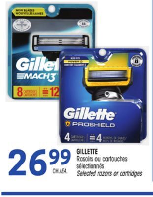 Uniprix Gillette rasoirs ou cartouches sélectionnés/selected razors or cartridges offer