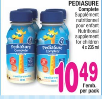 Jean Coutu Pediasure complete nutritional supplement for children offer