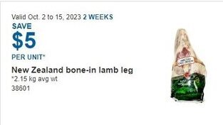 Costco New Zealand bone-in lamb leg offer