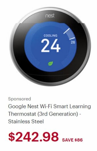 Best Buy Google Nest Wi-Fi Smart Learning Thermostat (3rd Generation) - Stainless Steel offer