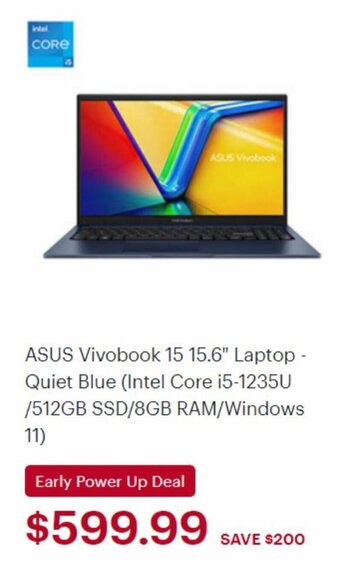 Best Buy ASUS Vivobook 15 15.6" Laptop - Quiet Blue (Intel Core i5-1235U /512GB SSD/8GB RAM/Windows offer