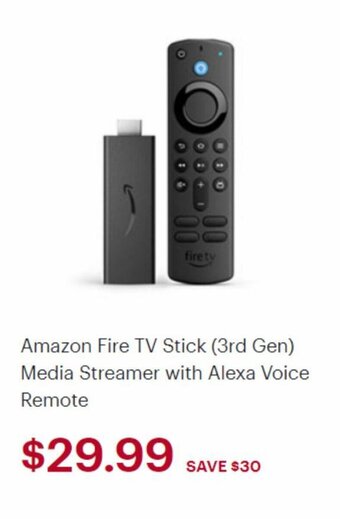 Best Buy Amazon Fire TV Stick (3rd Gen) Media Streamer with Alexa Voice Remote offer