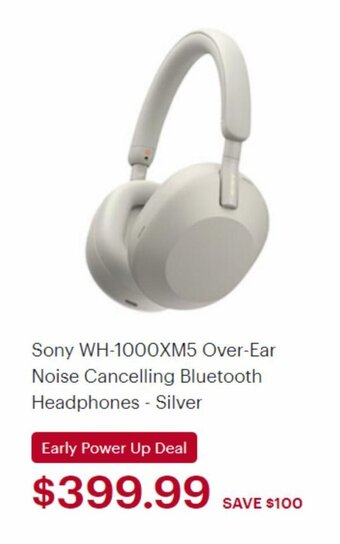 Best Buy Sony WH-1000XM5 Over-Ear Noise Cancelling Bluetooth Headphones - Silver offer