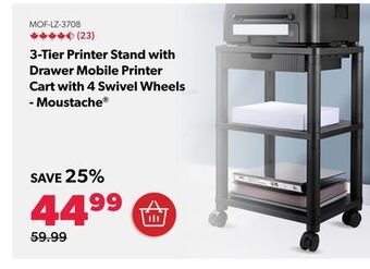 Shopper+ 3-tier printer stand with drawer mobile printer cart with 4 swivel wheels - moustache offer
