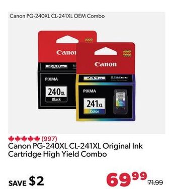 Shopper+ Canon pg-240xl cl-241xl original ink cartridge high yield combo offer