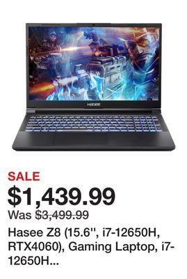 Newegg Hasee z8 (15.6'', i7-12650h, rtx4060), gaming laptop, i7-12650h 4.7ghz, 16g ddr5 ram, 512g nvme pcie4.0 ssd, rtx4060 8g gddr6 offer