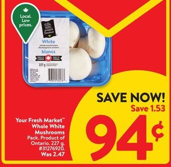 Walmart Your fresh market whole white mushrooms offer