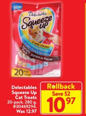 Walmart Delectables squeeze up cat treats offer