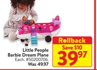 Walmart Little people barbie dream plane offer