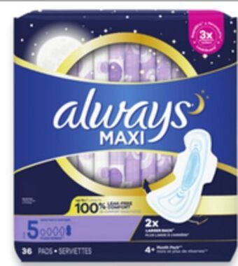 Walmart Always pads 36s-62s or liners 136s offer