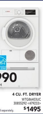 Lowe's Bosch 4 cu. ft. dryer offer
