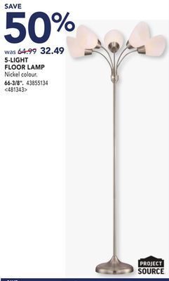 Lowe's Project source 5-light floor lamp 66-3/8 offer