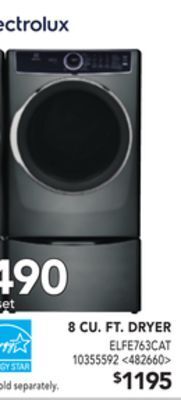 Lowe's Electrolux 8 cu. ft. dryer offer