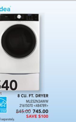 Lowe's Midea 8 cu. ft. dryer offer