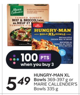 Sobeys Hungry-man xl bowls offer