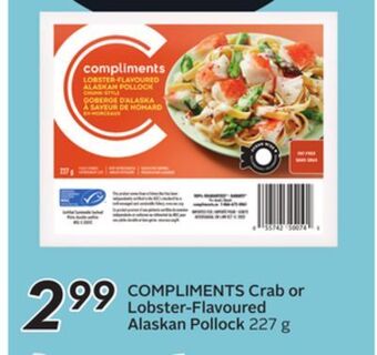 Sobeys Compliments crab or lobster-flavoured alaskan pollock offer
