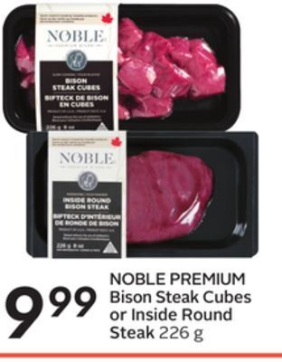 Sobeys Bison steak cubes or inside round steak offer