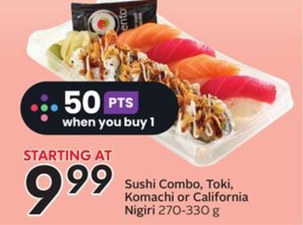 Sobeys Sushi combo, toki, komachi or california nigiri offer