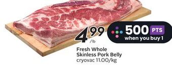 Sobeys Fresh whole skinless pork belly offer